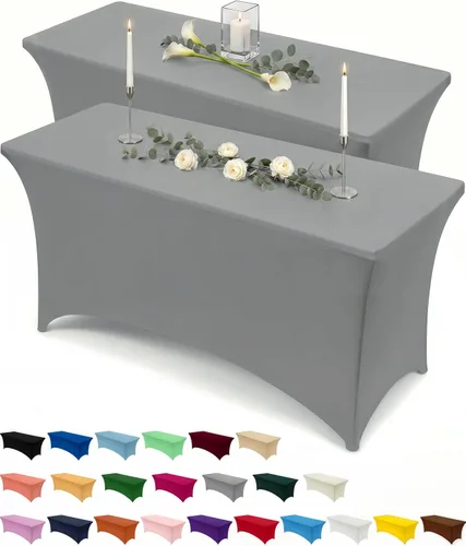Miniatura 73 de Utopia Kitchen Mantel rectangular de spándex de 4 pies [1 unidad, negro] 200 GSM elástico, ajustado, lavable y resistente a las arrugas, cubierta