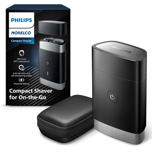 Philips Norelco Afeitadora portátil, afeitadora eléctrica húmeda y seca para llevar, sistema de cuchillas ComfortCut, cabezales flotantes 3D, diseño