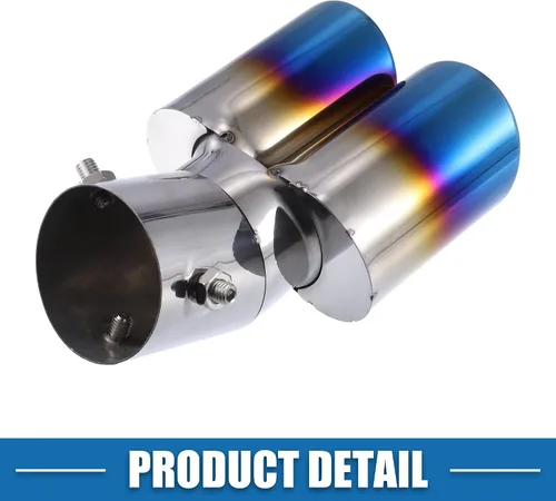 Miniatura 5 de Tubo de doble punta de escape para automóvil, doble salida, diámetro aplicable, 2.4 pulgadas, tubo de escape universal, punta de silenciador, tubo