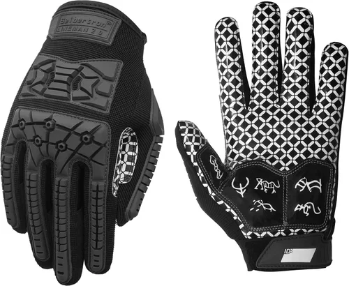 Miniatura 14 de Seibertron Lineman 2.0 - Guantes de fútbol para receptores con palma acolchada, protección contra impactos TPR flexible en la parte posterior