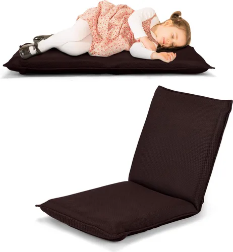 Miniatura 12 de GOFLAME Silla de suelo ajustable, sofá plegable acolchado de 6 posiciones, soporte de respaldo acolchado, sofá perezoso para leer juegos de Negro
