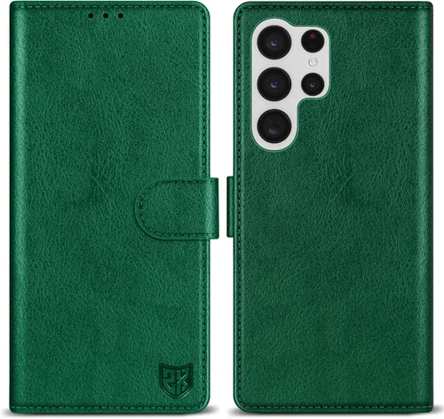 Miniatura 20 de ZZXX Funda tipo cartera para Samsung Galaxy S22 Ultra con bloqueo RFID, ranura para tarjetas, función atril, cierre magnético, funda protectora