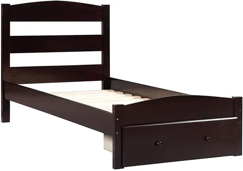 Miniatura 3 de Merax. WF186776 - Marco de madera para cama individual con almacenamiento, cabecero, soporte de listones de madera (espresso)
