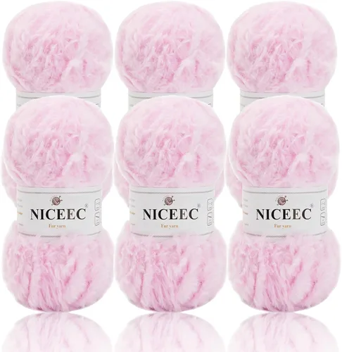 Miniatura 66 de NICEEC Hilo de Pelo Sintético Super Suave, Grueso y Esponjoso, Hilo de Pestañas para Crochet y Tejido (Longitud Total 192m/9.1kg) - Otoño/300g