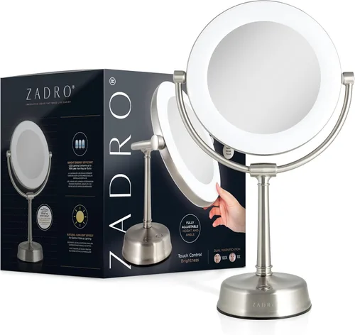 Miniatura 5 de Zadro Espejo de maquillaje iluminado con LED Lexington de 12" con aumento y panel táctil de atenuación infinita
