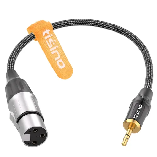 Tisino Adaptador de cable equilibrado XLR a 0.138 in, chapado en oro XLR hembra a mini jack auxiliar mono cable de audio mono para escopeta o