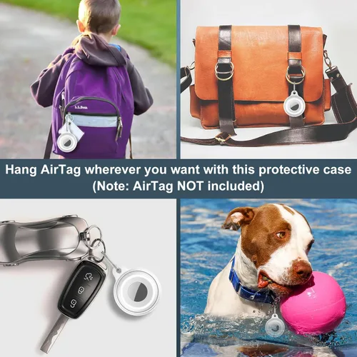 Miniatura 2 de Paquete de 2 fundas impermeables IPX8 para AirTag con llavero, ligeras, antiarañazos, fácil de instalar, suave, a prueba de golpes, para equipaje