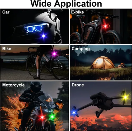 Miniatura 6 de 4 piezas de luces estroboscópicas LED inalámbricas con control remoto, 8 colores, carga USB, impermeables, luces de advertencia de emergencia