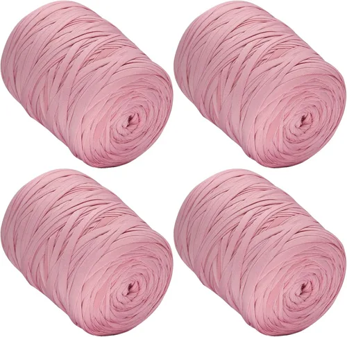 Miniatura 31 de 400g de hilo de tela elástica para tejer con ganchillo para DIY, 119 metros de hilo de espagueti grueso para tejer para proyectos de bolso, cesta