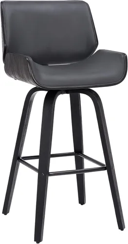 Miniatura 21 de Armen Living Tyler - Taburete giratorio de piel sintética gris y madera negra de 26 pulgadas de altura de mostrador Gris / Negro