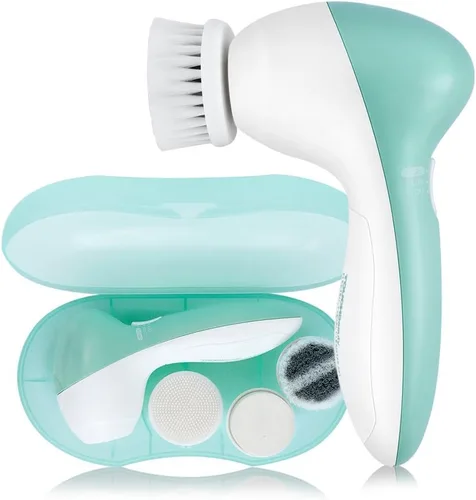 Miniatura 10 de Cepillo eléctrico de limpieza facial para mujeres, limpiador facial 3 en 1 y cepillo exfoliante con 3 cabezales de cepillo, 2 velocidades, cepillo