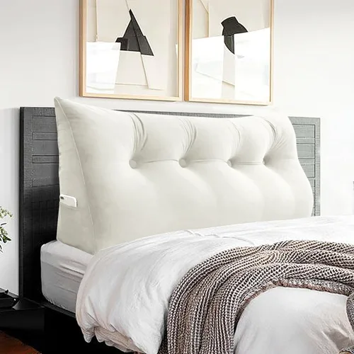 Miniatura 12 de Almohada de cabecero triangular - Almohada grande para cama de 3 en 1 como almohada de lectura en cuña, almohada grande para sofá o cama de día