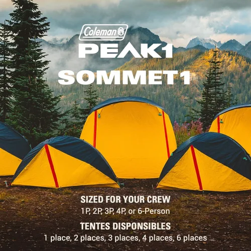 Miniatura 7 de Coleman PEAK1 - Tienda de campaña premium impermeable para mochileros con toldo contra lluvia y huella, tienda de camping ligera que soporta vientos