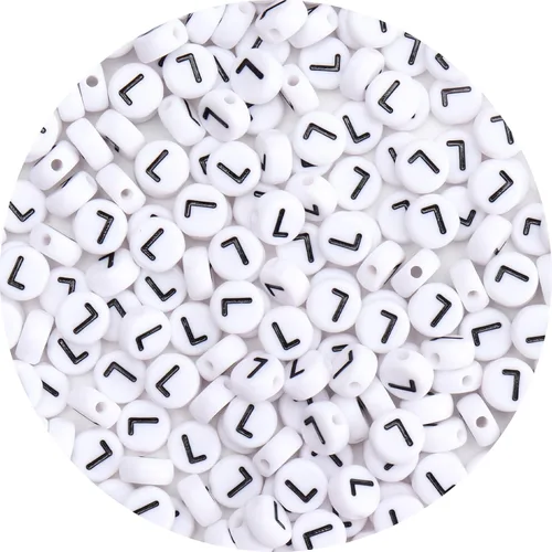 Miniatura 36 de 100 cuentas de letras – Cuentas redondas blancas del alfabeto acrílico de 0.16 x 0.27 pulgadas para hacer joyas, pulseras, collares y llaveros