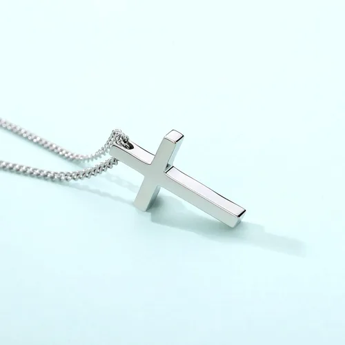 Miniatura 4 de REVEMCN Collar de cruz de plata y oro negro para niños de acero inoxidable con colgante de cruz para hombres y mujeres, joyería religiosa, regalos