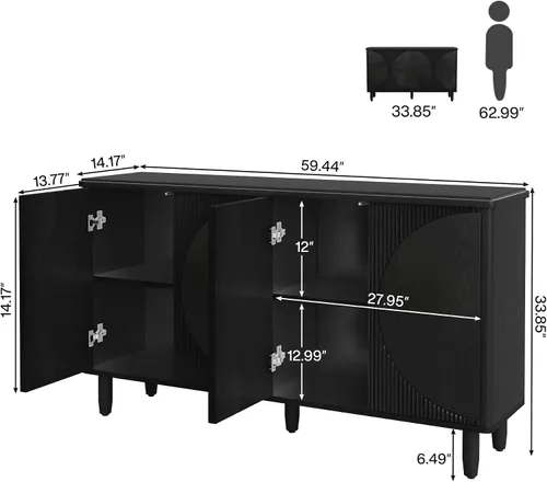 Miniatura 2 de Tribesigns Aparador de buffet con almacenamiento, armario de almacenamiento moderno, mesa de buffet con puertas para sala de estar, cocina, comedor