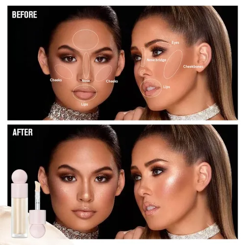 Miniatura 8 de Resaltador líquido de maquillaje - Resaltadores faciales y luminizadores, resaltadores de maquillaje para un brillo natural de larga duración