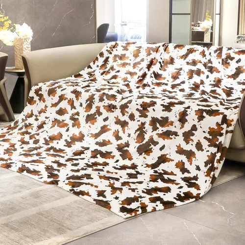 Miniatura 44 de HSEEC Manta de felpa azul con estampado de vaca, manta pequeña de franela de forro polar suave para sofá, 40 x 50 pulgadas