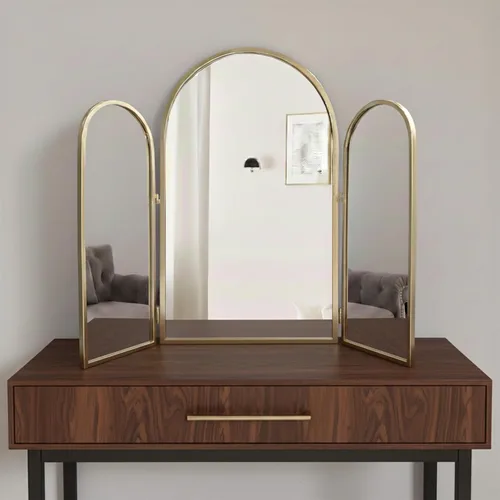 Miniatura 7 de Houseables Espejo de 3 vías, espejo triple, tocador triple, plegable de tres vías, triple pliegue, para trenzar el cabello, 3 vías, 3 lados, tres