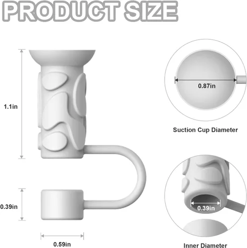 Miniatura 2 de YOTIME Tapas de pajita de silicona, 6 piezas reutilizables de 0.39in/10mm con ventosa para tapas de pajita para vaso Stanley de 40 y 30 oz, blanco