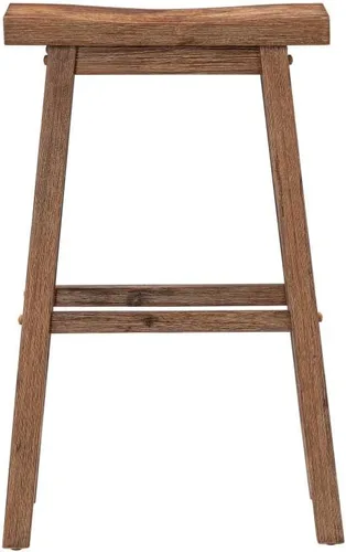 Miniatura 4 de Boraam Sonoma Taburetes de Bar de Cocina tipo Silla de Montar sin Respaldo - Madera de Granero con Acabado Cepillado - Juego de 2
