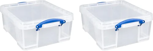 Miniatura 13 de Really Useful Box - 10 unidades de contenedores de plástico para almacenamiento de 17 L, con tapas de cierre rápido y candado de clip, transparentes