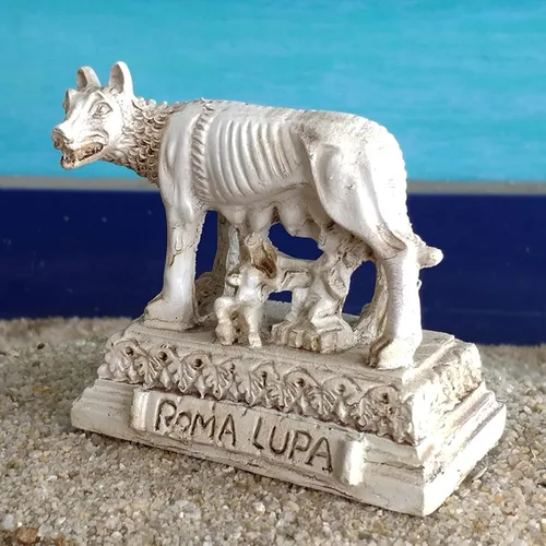 Miniatura 5 de Estatuas de lobo de la antigua Roma pequeña escultura de reptil acuario terrario pecera decoraciones adorno tortuga lagartija tanques decoración