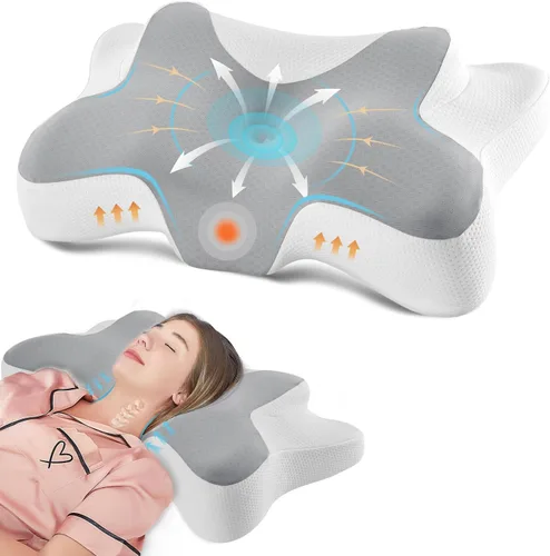 Miniatura 10 de DONAMA - Almohada cervical ortopédica para alivio de dolor del cuello, espuma viscoelástica contorneada, soporte ergonómico para dormir de lado