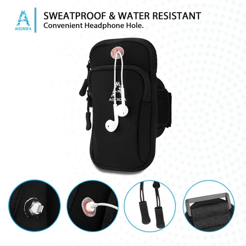Miniatura 4 de Brazalete deportivo, gimnasio para correr, bolsa universal para teléfono inteligente con orificio para auriculares, bolsillos multifuncionales