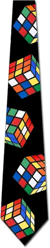 Miniatura 3 de Three Rooker Puzzle Cube Ties Corbata de rompecabezas 3D para hombre, Negro