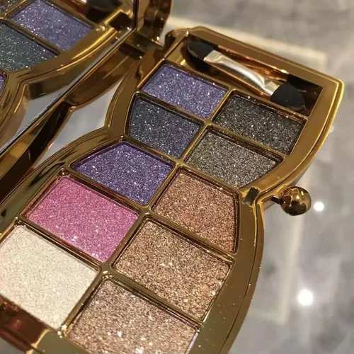 Miniatura 12 de Paleta de sombras de ojos doradas brillantes – 10 colores brillantes sombra de ojos purpurina altamente pigmentada, de larga duración, impermeable