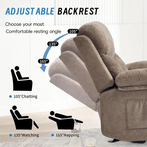 Miniatura 4 de Silla mecedora manual reclinable para adultos con masaje vibratorio, sillas reclinables deslizantes para sala de estar y dormitorio, sofá reclinable