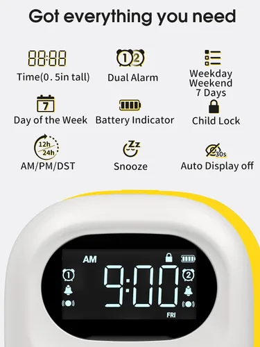 Miniatura 6 de Roxicosly Reloj despertador vibratorio súper fuerte para durmientes pesados, agitador de cama de vibración ajustable debajo de la almohada