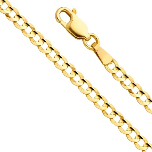 Miniatura 7 de Collar de cadena cóncava cubana cubana de 14 quilates, amarillo/blanco/oro de dos tonos, 0.551 in, 0.472 in, 0.374 in, 0.315 in, 0.276 in, 0.236 in