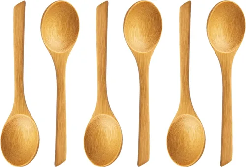 Miniatura 12 de JapanBargain, Juego de cucharas de bambú de 10 piezas, cucharas de madera reutilizables de 8 pulgadas para niños, aperitivo, postre, helado, yogur