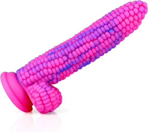 Miniatura 9 de Consolador monstruo colorido grano grande maíz adulto juguete sexual con fuerte ventosa 8 pulgadas consoladores vegetales suaves flexibles - rosa