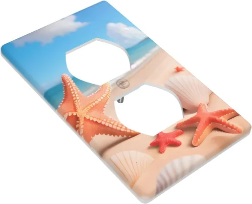 Miniatura 2 de Cubierta de placa de interruptor de luz de salida dúplex de estrella de mar para decoración de placa de pared para el hogar, dormitorio, cocina
