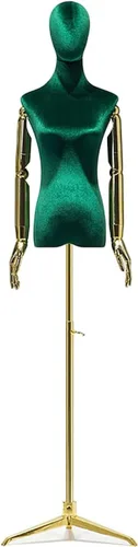 Female Mannequin Torso with Tripod Stand - Green Dress Form for Retail Displays, Fashion Store Dummy Model, Perfect for Tailoring & Showcasing