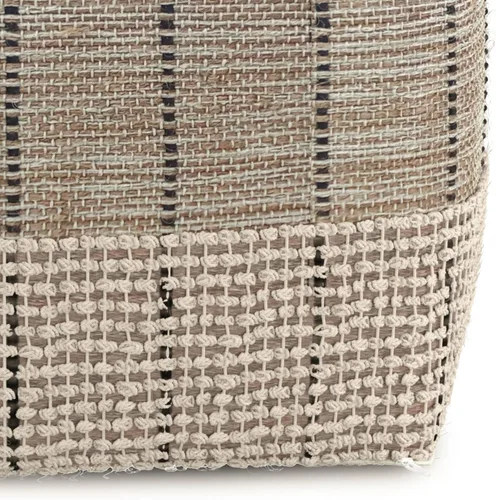 Miniatura 10 de SIMPLIHOME Elmer Puf cuadrado – 18 pulgadas de ancho tejido a mano yute y algodón otomano en color natural y gris, reposapiés contemporáneo