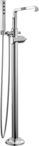 Delta Tetra - Grifo de bañera independiente con ducha de mano, relleno de bañera cromado para montaje en el suelo, cromado Lumicoat T4789-PR-LHP-FL