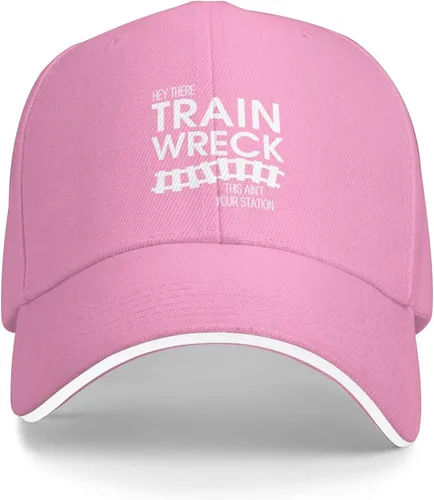 Hey There Train Wreck This Ain't Your Station,Adjustable Cowboy Baseball Cap Hats Men Women Vintage Unisex Seasons Relaxed Washed Denim Trucker