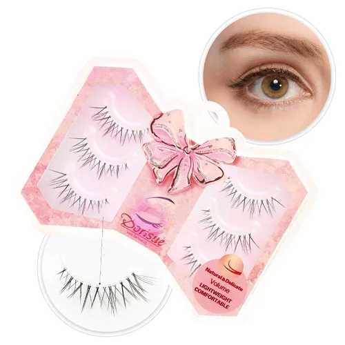 Natural Lashes Round Shape with Eye-openning effect Criss crossed eyelashes with invisable strong band 3 pairs Set Q11