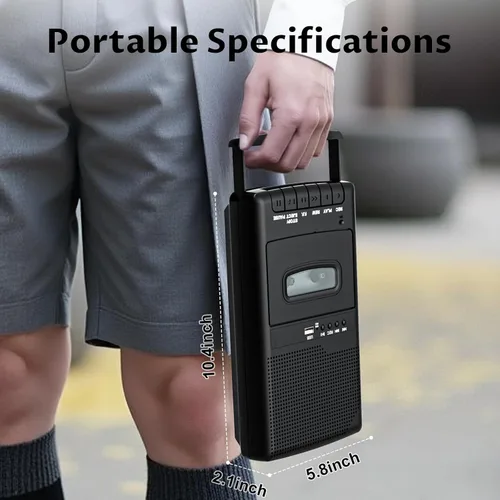 Miniatura 6 de Cassette Player Recorder & Tape Converter,Recording to USB/Tape from Mic, Convert Tapes to WAV via USB Drive, Portable Tape Player with Collar Mic
