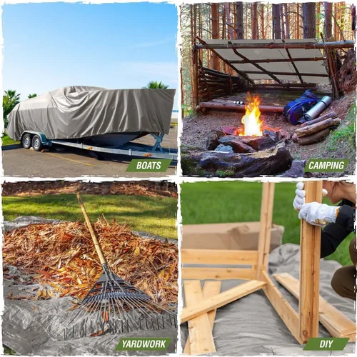 Miniatura 6 de RUGGED RHINO Lona resistente 100% impermeable para todo tipo de clima, lonas resistentes a la temperatura UV de 5 mil, cubierta multiusos de alta