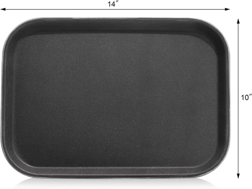 Miniatura 2 de New Star Foodservice 24852 Bandeja antideslizante de grado restaurante, plástico, forrada de goma, rectangular, 10 x 14 pulgadas, color negro