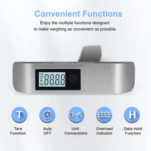 Miniatura 2 de Travel Inspira Báscula de equipaje, báscula digital de equipaje, báscula de equipaje con pantalla LCD retroiluminada, 110 libras110.2lbs, batería