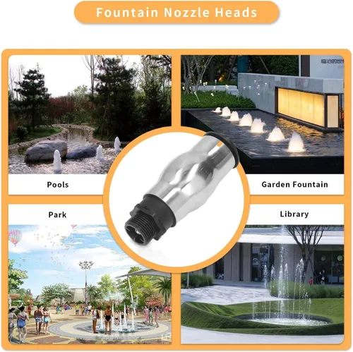 Miniatura 5 de AYNEFY Boquilla de fuente, acero inoxidable 304 rociador de agua de estanque rociador de agua boquilla de fuente de agua G1 rosca macho espuma