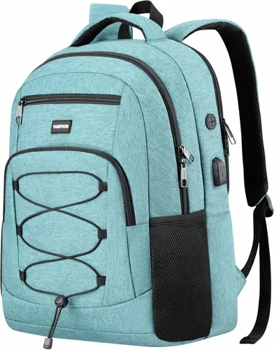 Miniatura 12 de YAMTION Mochila escolar para hombres y mujeres, mochila universitaria para adolescentes, mochila para computadora portátil, mochila escolar con Negro