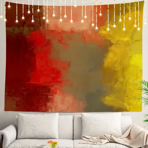 Shrahala Tapiz de pared de arte abstracto marrón, textura contemporánea colorida para colgar en la pared, tapiz grande, decoración de fibra de