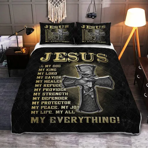 Juego de edredón con estampado de cruz de Jesús, edredón religioso y cristiano con cruz de Dios, tamaño individual, ropa de cama de salvador exótico
